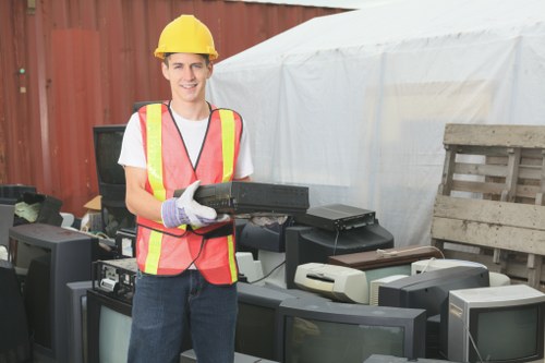 Various types of construction waste materials ready for disposal
